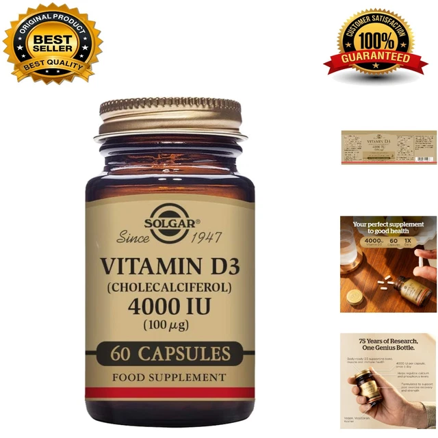 VITAMIN D3 4000 IU - Supports Calcium Absorption & Immunity - 60ct £29. ...
