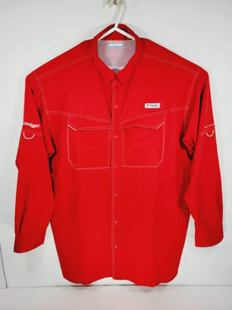Columbia PFG Fox Harbr Golf Resort Mens 2XL Shirt Long Sleeve Button Up Red Fish 2