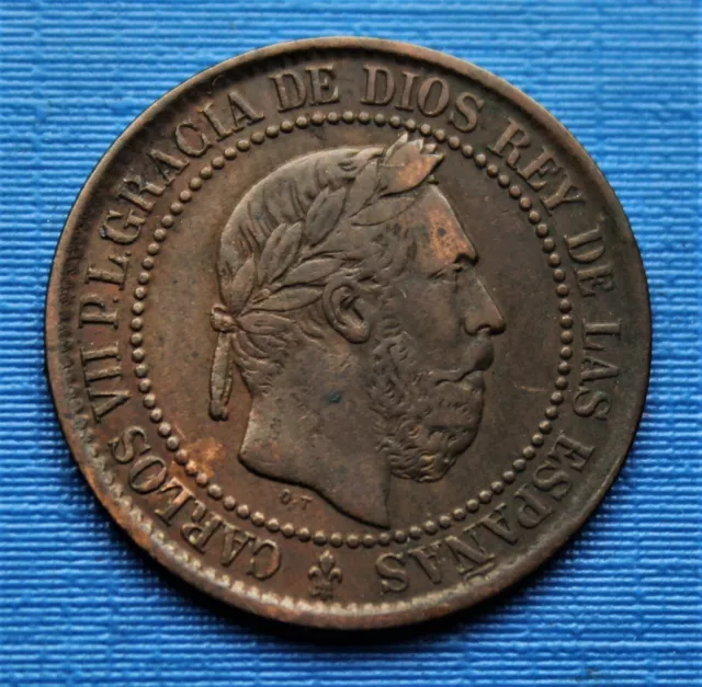 5 Centimos Charles VII, Roi d'Espagne - 1875 (Frappe médaille : R1)