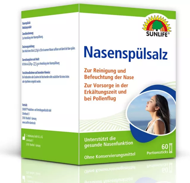 Sunlife Nasenspülsalz in Sticks 60 Sticks a2,25g (135g)