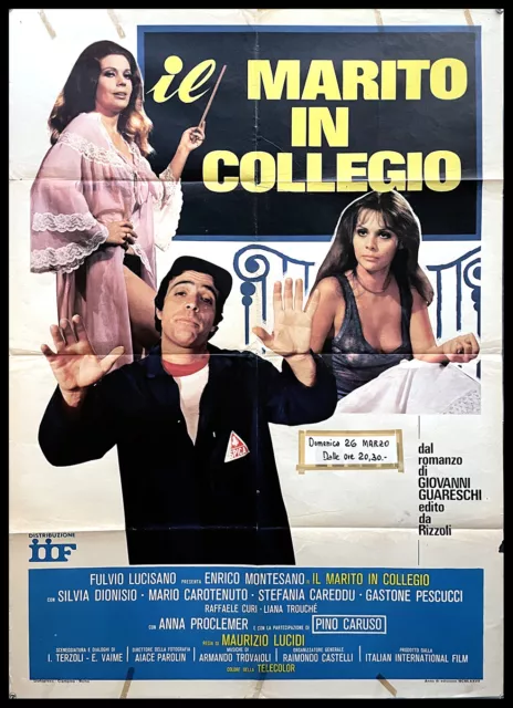 1977 * Manifesto 2F Cinema "Il Marito in Collegio - Enrico Montesano" Commedia (