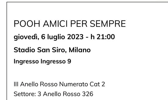 Biglietti concerto Pooh Milano 06 luglio 2023