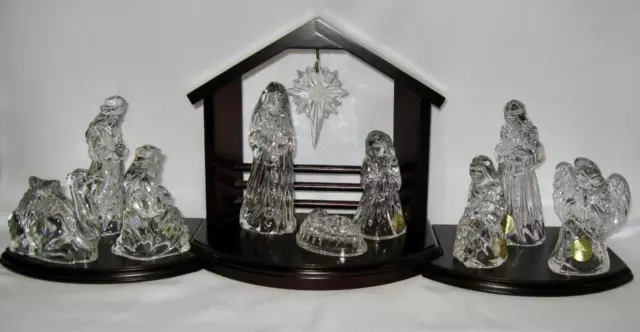 MIB ~ 13 Piece Princess House 24% Lead Crystal NATIVITY SET with Creche + Boxes