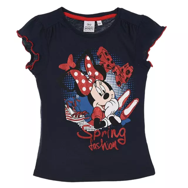 T-Shirt Maglietta Minne Manica Corta Estiva Bambina Disney 3/8 Anni - Ep1089Blu