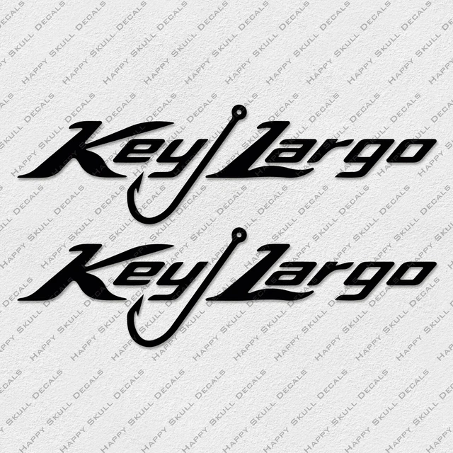 KEY LARGO BOAT LOGO BLACK DECALS STICKERS Set of 2 34" LONG 42.70