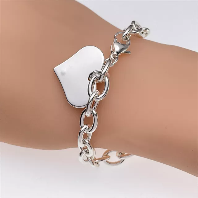 Butterfly Heart Star Cross Dangle 925 Silver Charm Bracelet Bangle Women Jewelry 3