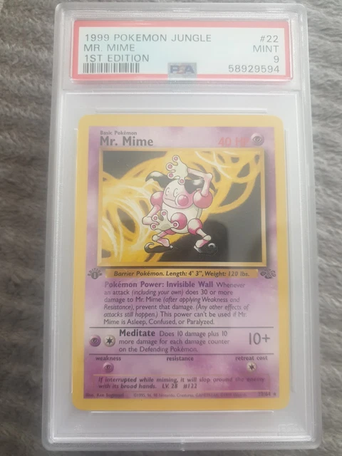 PSA 9 Mr. Mime Non Holo 1st Edition Dschungel Set 22/64