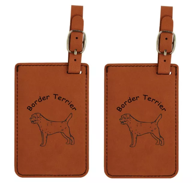 L1896 Border Terrier Body Luggage Tags 2Pk FREE SHIPPING 20 Breeds Available