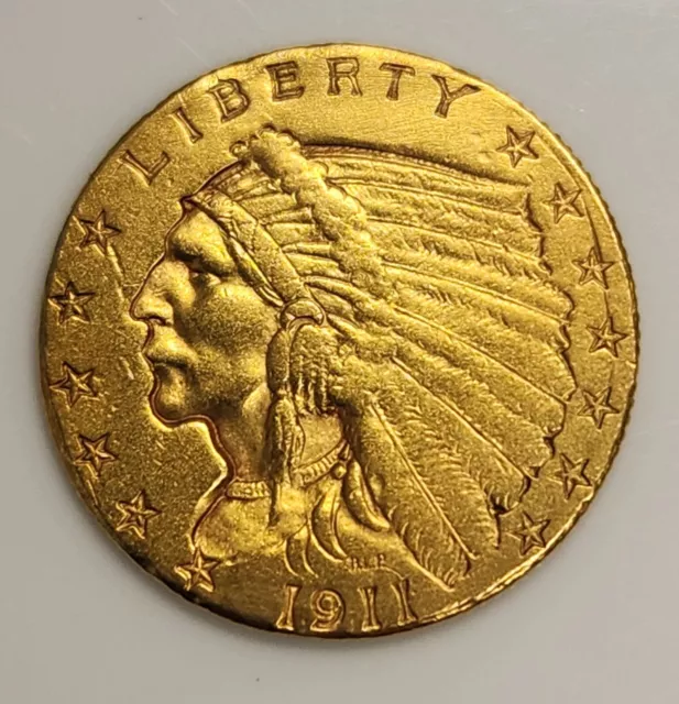 1911-D $2.50 Indian Head Quarter Eagle Gold Coin Weak D in XF Condition