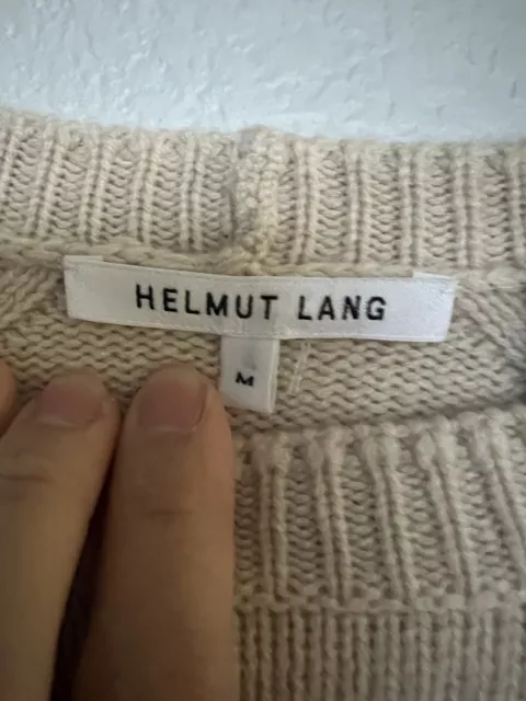 NWOT Helmut Lang cashmere wool crew neck beige Sweater M 2
