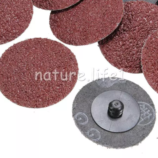 50x 2'' 50mm 36/60/80/120/240 Grit Type R Roloc Sanding Discs Abrasive Roll Lock 3