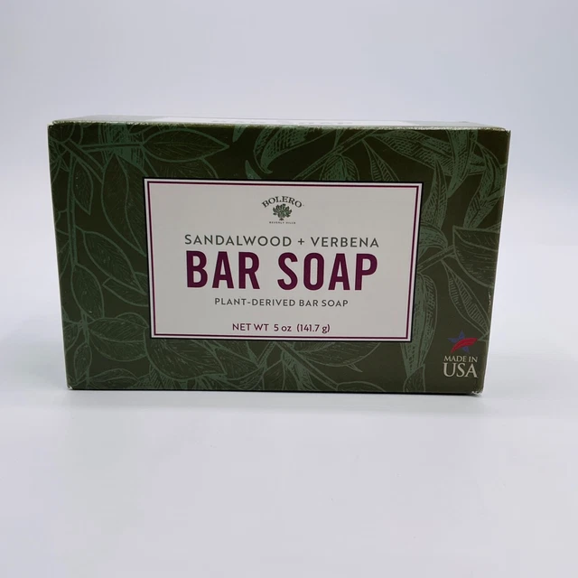 Jabón Bolero Bar Sándalo + Verbena 5 oz A Base de Plantas Perfumadas Hecho en EE. UU.