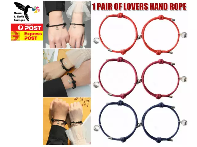 Attract Couple Bracelets Magnetic Buckle Adjustable Braid Rope Bracelet Gifts AU