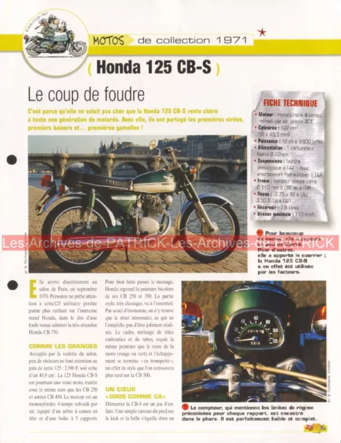 HONDA CB 125 S 1971 Joe Bar Team Fiche Moto #003157