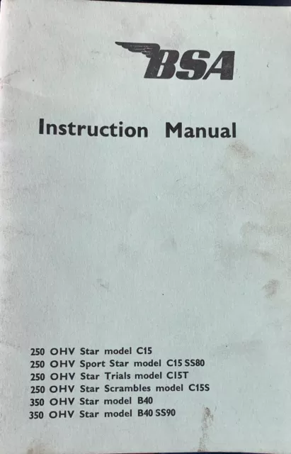 BSA C15 B40 Instruction Manual Handbook Booklet PDF ONLY 2