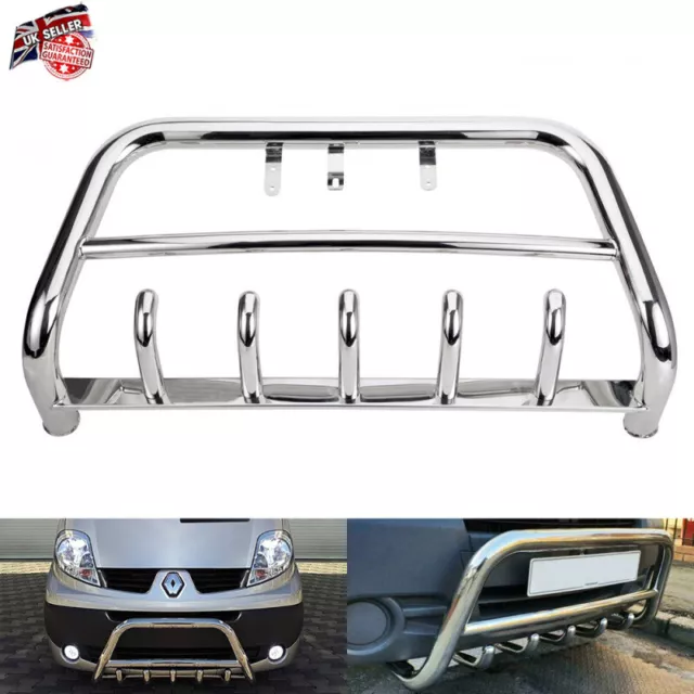 Polished Chrome Bull Bar Nudge A Bar Guard For 2001-2014 Vivaro Trafic Primastar