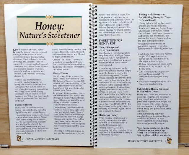 Sweetened with Honey The Natural Way by The National Honey Board (1994, Spiral) 3