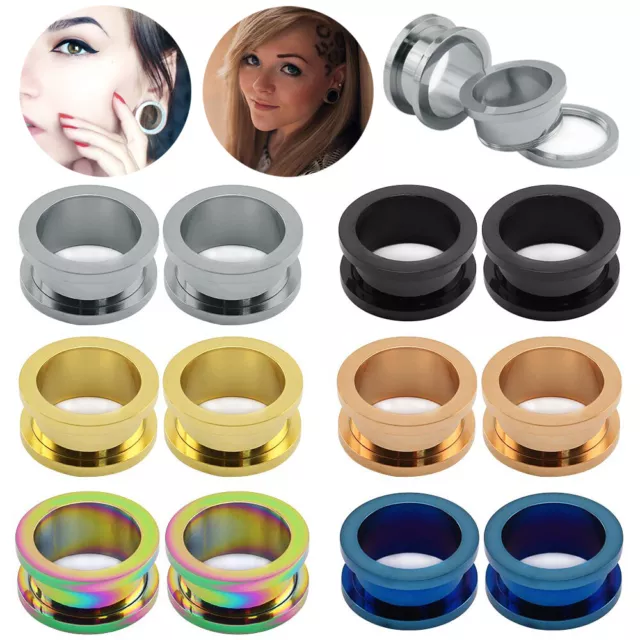 6Pairs/Set Stainless Steel Ear Tunnel Screw Ear Gauge Stretcher Piercing Jewelry