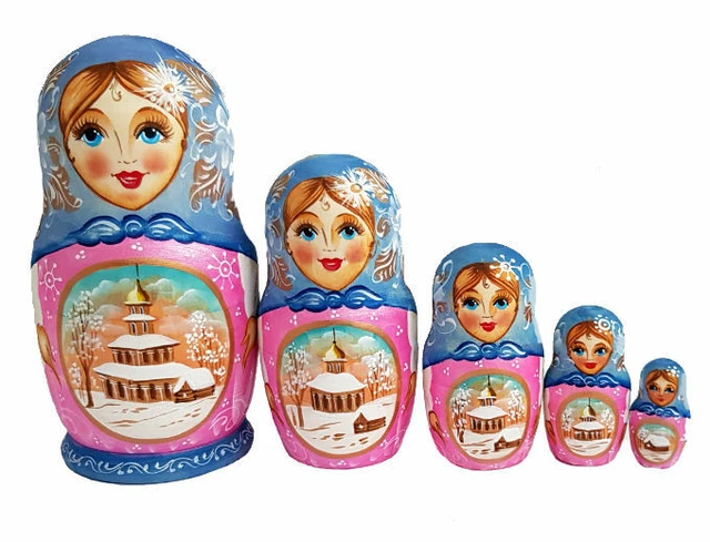 Grande Matriochka Russe 10 Pièces Peinte Main Par Surikova - Unique