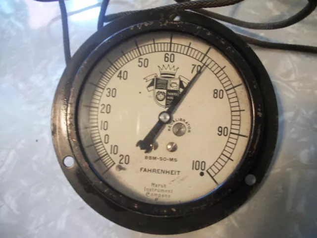 Vintage Marsh Instrument Co Industrial Temperature Gauge-Complete-Steampunk-Nice