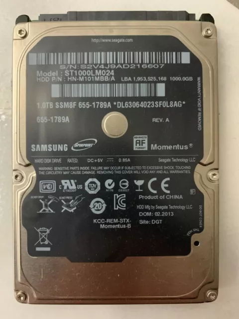 Disque dur Samsung/ Stockage1to/ 5400 RPM/ Occasion