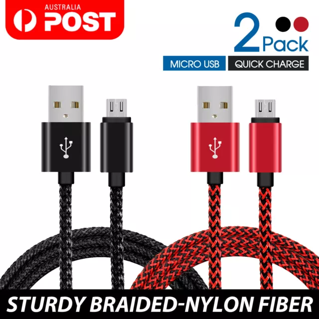 2x 1/2/3M Micro USB Charger Cable Charging Line for Android For Samsung Galaxy