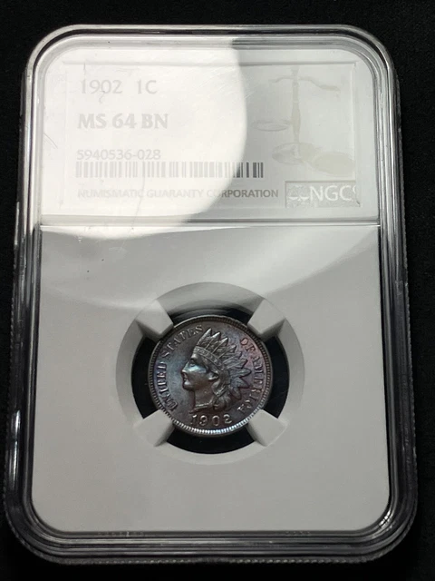 NGC MS-64 BN 1902 Indian Head Cent Penny, Gorgeous, Vibrantly Toned!