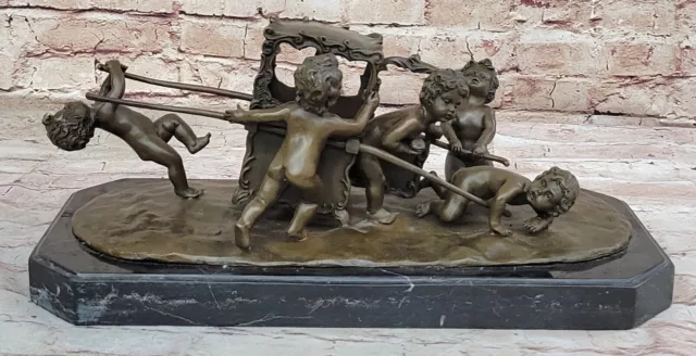 Collectible Figurine: Handmade Bronze Statue of Children at Play Lost Wax Sale 3