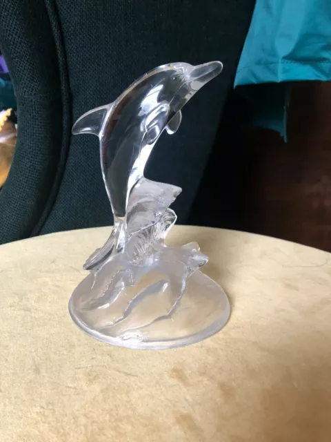 Cristal D' Arques Clear & Frosted Crystal Glass Dolphin Ornament