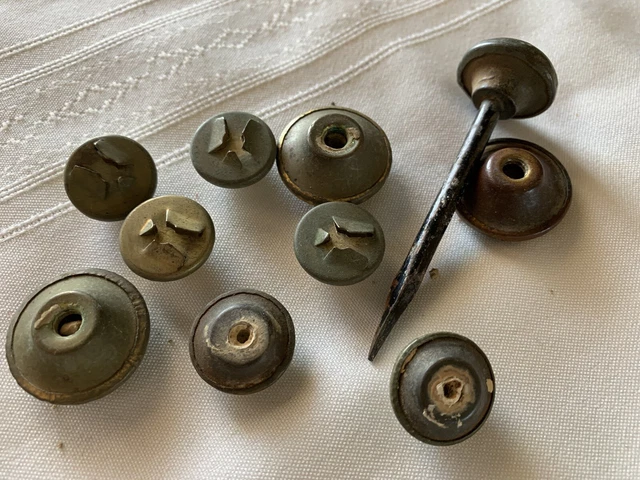 Lot of Antique Victorian White Dome Sulfide Hang Nail Tops 6