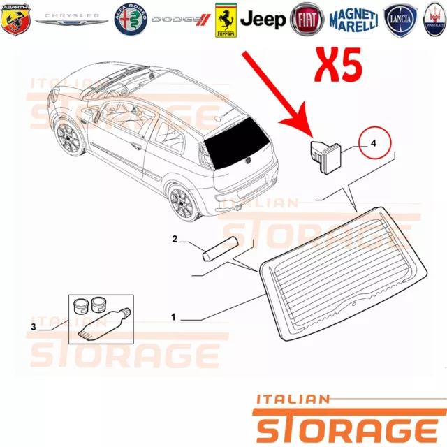 Fiat Punto Evo Abarth Set 5 Drehgelenk Heckscheibe Hinten Neu Original 46537978