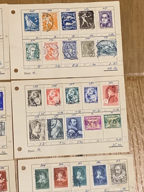 Briefmarken Lot Holland Niederlande uralt 16 Seiten aus einem Album 8