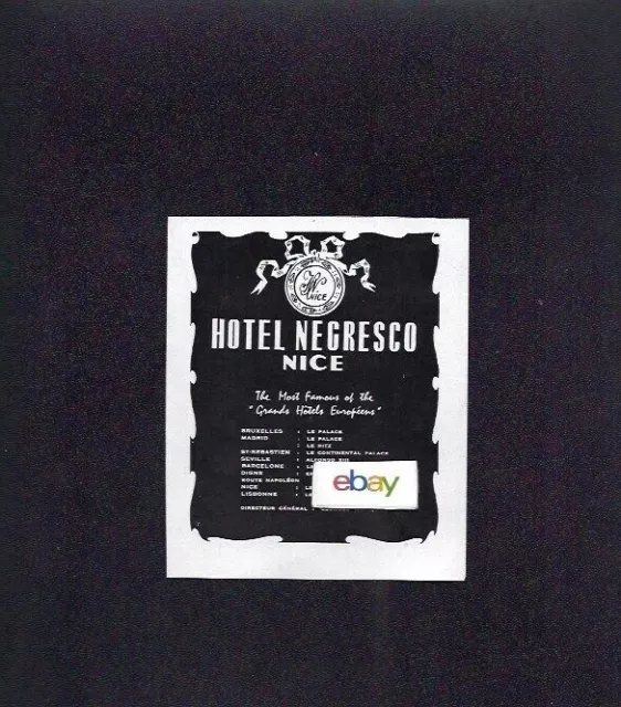 Hotel Negresso Nice,France The Most Famous Of The Grand Hotels European Ad