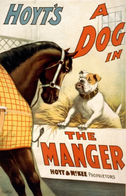 Vintage POSTER.Home wall.Bull Dog and a Horse.Room art Decor.1147