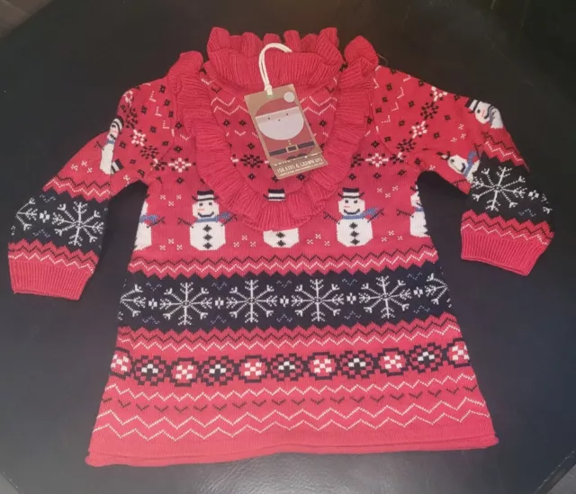 Adorable Christmas Winter Autumn 6-9 Months Girls Jumper Dress Bnwt