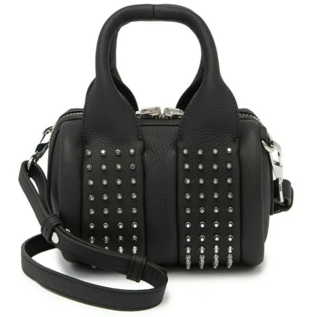 NEW Alexander Wang Baby Rockie Matte Leather Stud Shoulder Bag, Black, MSRP $995