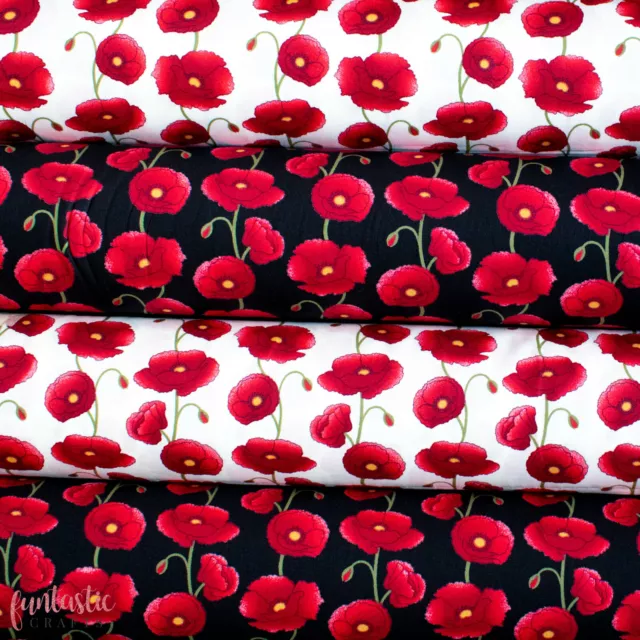 Großer Mohn Blumenmuster Baumwollpopeline - Ditsy Vintage Rose Blumenmuster Material