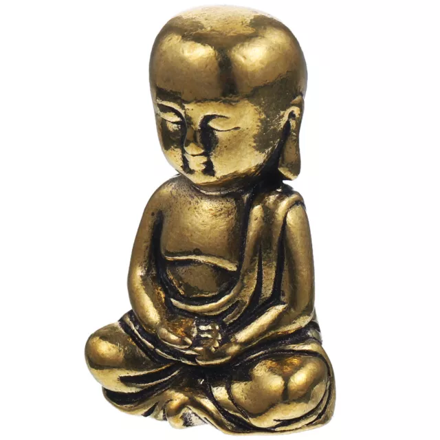Buddha Statue Brass Monk Figurine Retro Decor Sitting Sculpture Ornaments