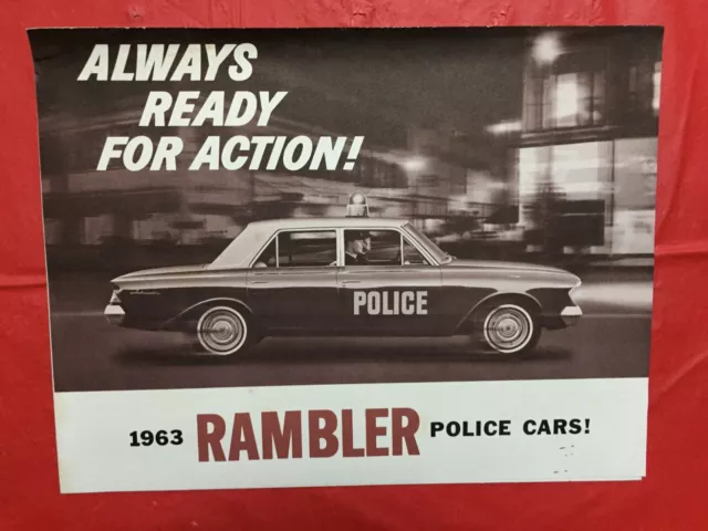 1963 RAMBLER "POLICE CARS--AMBASSADOR RAMBULANCE +" Car Dealer Sales Brochure