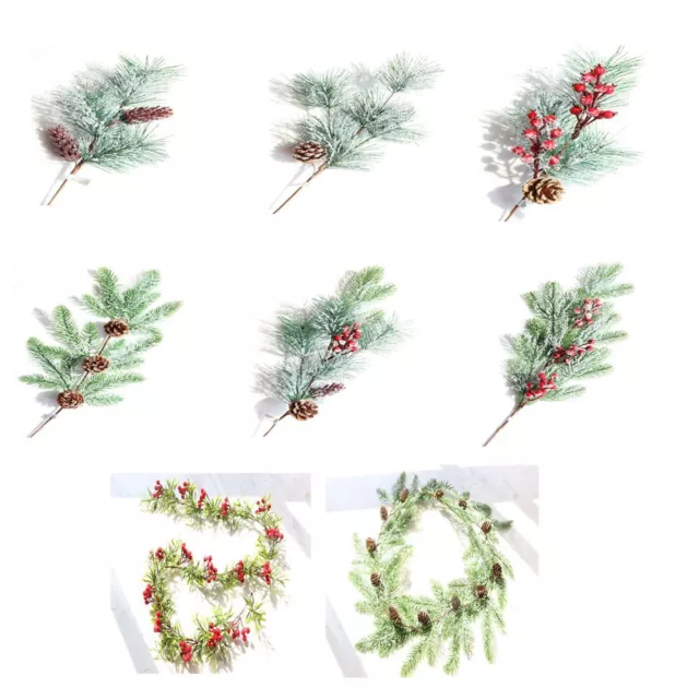 Bayas rojas de Navidad Rama de pino de simulación Decoración navideña