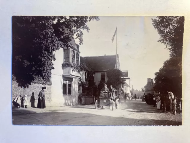 Antique photograph of Automobiles racing along Godstone High Street in the 1890s