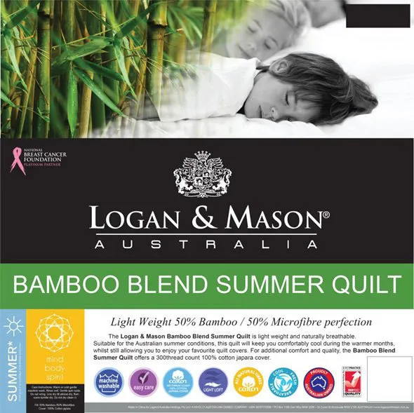 LOGAN AND MASON BAMBOO SUMMER QUILT Doona | Quilt Single Double Queen King Super