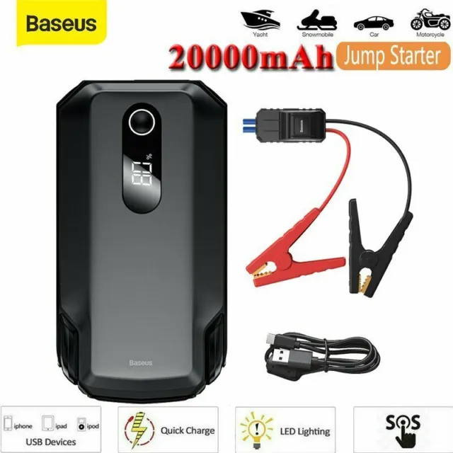 Baseus 20000mAh Car Jump Starter Power Bank Charge 12V Charger Emergency Booster