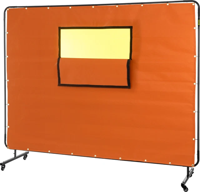 VEVOR Welding Curtain Welding Screen Frame 6' x 8' Fiberglass w/ Casters Yellow/