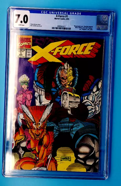 ⚡️X-Force #1 Cgc 7.0 ⚡️Very Fine White Pages Rob Liefeld Cover⚡️Cable Deadpool⚡️