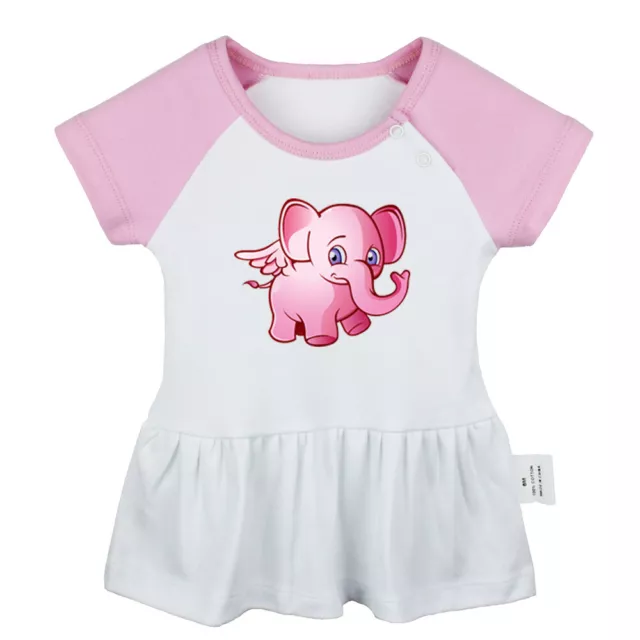 Cute Cartoon Pink Dumbo Newborn Baby Dress Toddler Infant 100% Cotton Clothes