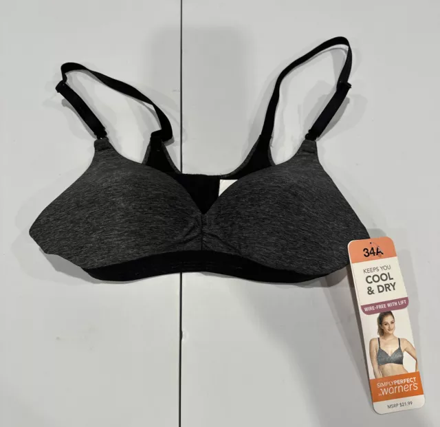 SIMPLY PERFECT BY Warners Perfect Fit Cooling Bra Wire Free Lift Dark Gray  $16.99 - PicClick