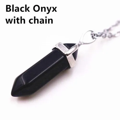 Crystal Necklace Gemstone Pendant Natural Chakra Stone Energy Healing with Chain 23