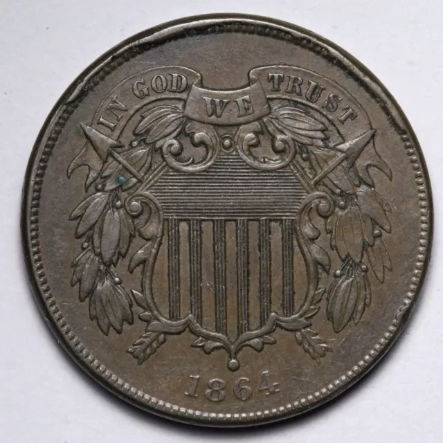 1864 Two Cent Piece AU+/UNC E201 DLN