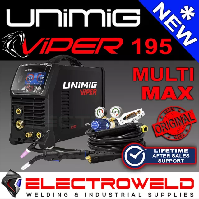 UNIMIG Viper Multi 195 Max Mig Tig Stick Welder HF DC Smart Set 10A Torch U11011